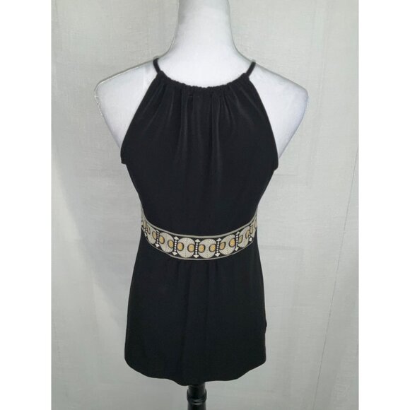 Michael Kors Women's S/P Black Halter Top With Embroidered Waist & Neckline - Picture 3 of 5